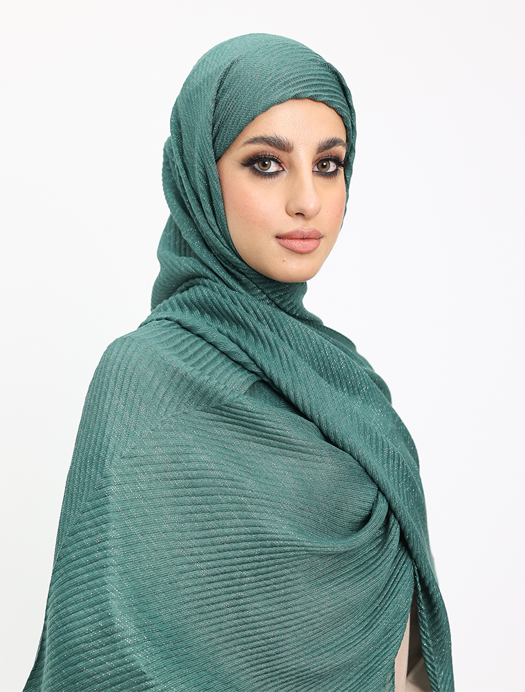 Green Crinkle Lurex Hijab